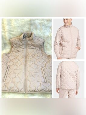 Goodfellow & Co Men’s XL Quilted Full Zip Vest Blush Pink Fleece Lined